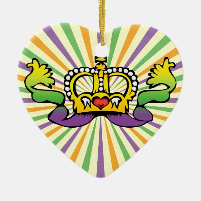 Mardi Gras heart crown Ceramic Ornament (Front)