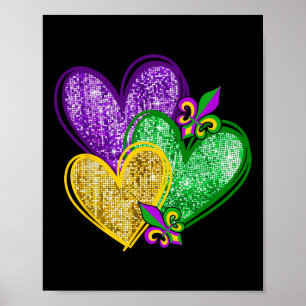 Mardi Gras Heart Fleur-de-lis Symbol Carnival Men  Poster