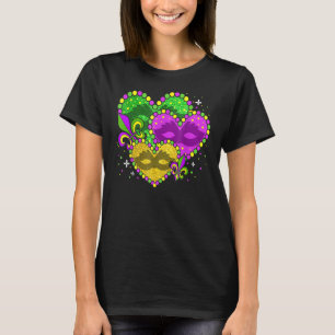Mardi Gras Heart Fleur De Lys Symbol Funny Mardi G T-Shirt