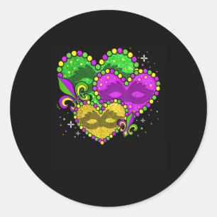 Mardi Gras Heart Fleur-de-lys Symbol Mardi Gras Classic Round Sticker