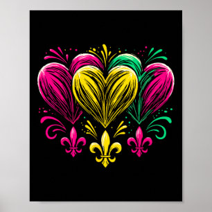 Mardi Gras Hearts Cute Outfit Women Girls 2025 Mar Poster