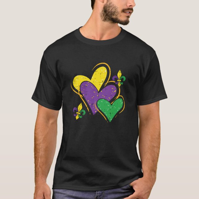 Mardi Gras Hearts Cute Outfit Women Girls Kids T-Shirt (Front)