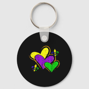 Mardi Gras Hearts Cute Outfit Women Girls Kids Tod Key Ring