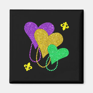 Mardi Gras Hearts Cute Outfit Women Girls Kids Tod Magnet
