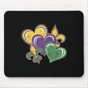 Mardi Gras Hearts Cute Outfit Women Girls Kids Tod Mouse Pad