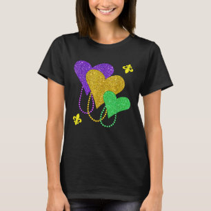 Mardi Gras Hearts Cute Outfit Women Girls Kids Tod T-Shirt