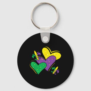 Mardi Gras Hearts Outfit Women Girls Kids Toddler Key Ring