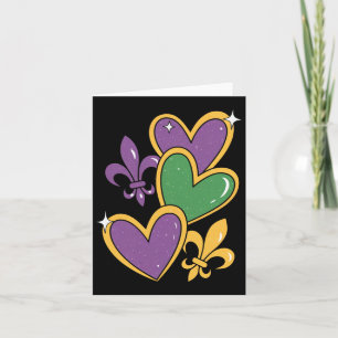 Mardi Gras Hearts Women Girls Kids Toddler  Card