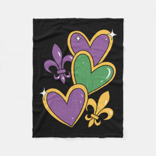 Mardi Gras Hearts Women Girls Kids Toddler Fleece Blanket