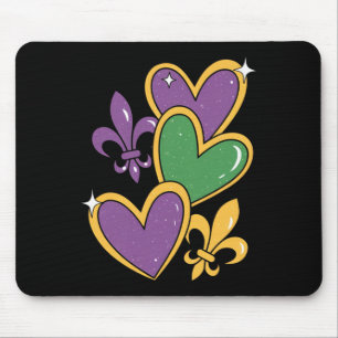 Mardi Gras Hearts Women Girls Kids Toddler Mouse Pad