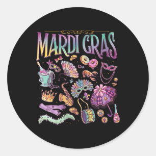 Mardi Gras Holiday Funny Louisiana Classic Round Sticker