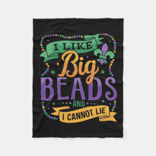 Mardi Gras I Like Big Beads And I Cannot Lie Funny Fleece Blanket