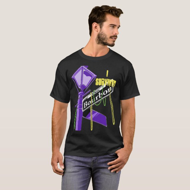 Mardi Gras - I Survived Bourbon Street T-Shirt (Front Full)
