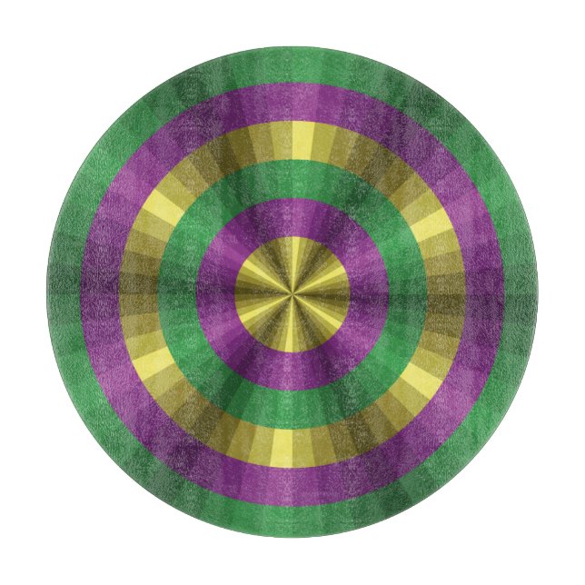 Mardi Gras Illusion Glass Cutting Board (Front)