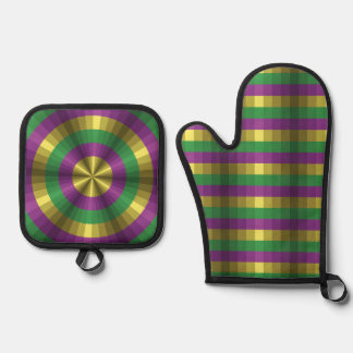 Mardi Gras Illusion Oven Mitt & Pot Holder Set