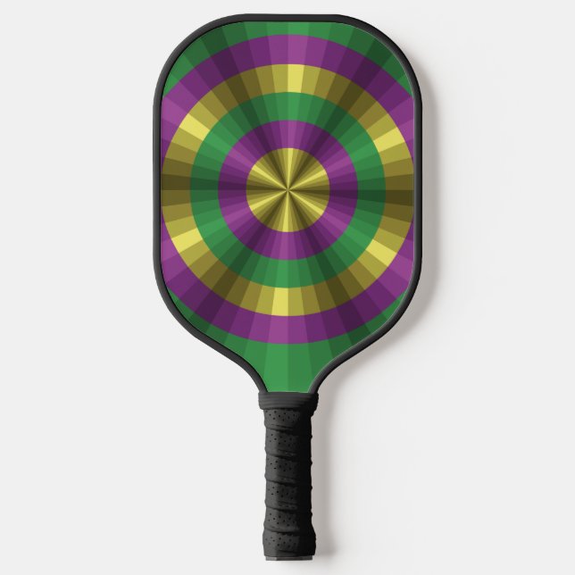 Mardi Gras Illusion Pickleball Paddle (Front)