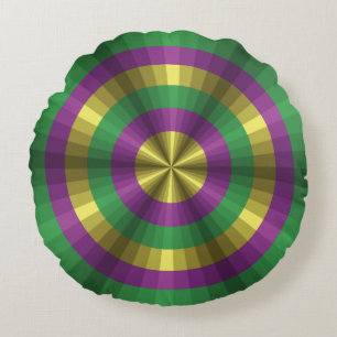 Mardi Gras Illusion Round Pillow