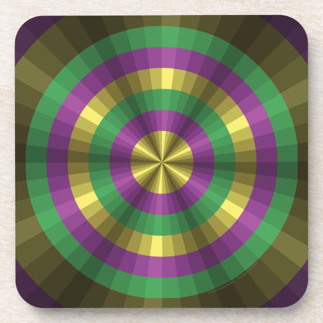 Mardi Gras Illusion Square Coaster (Front)