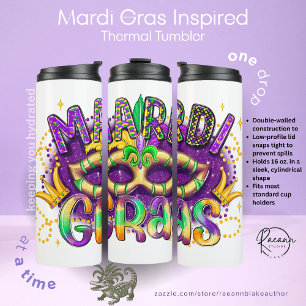 Mardi-Gras Inspired Thermal Tumbler