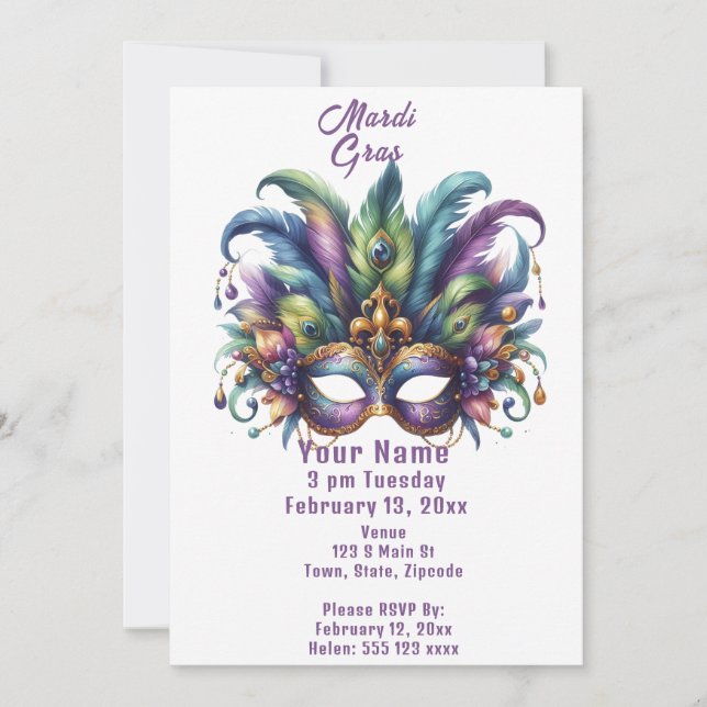 Mardi Gras Invitation (Front)