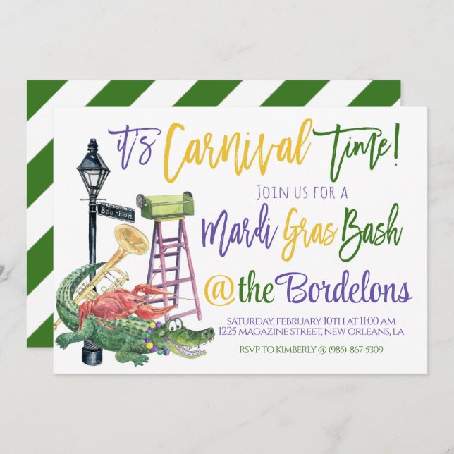 Mardi Gras Invitation (Front/Back)