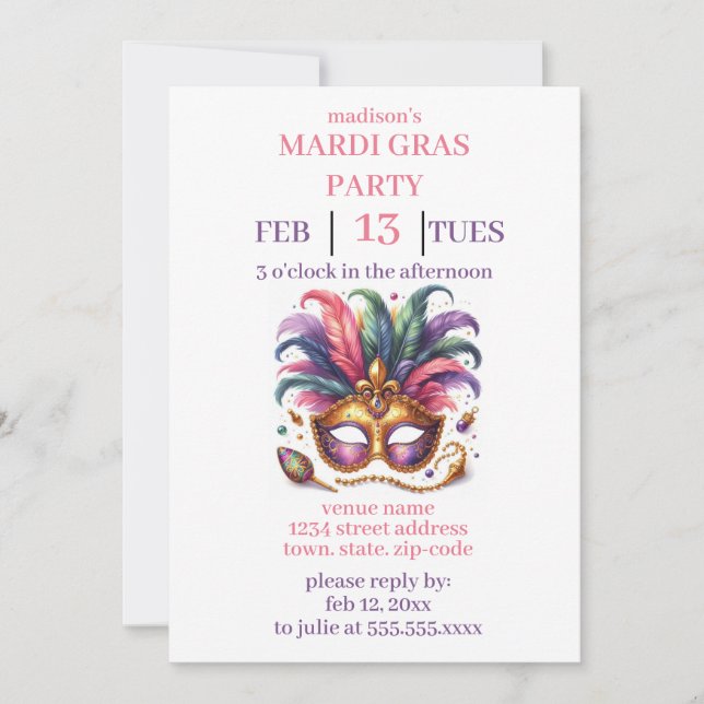 Mardi Gras Invitation (Front)