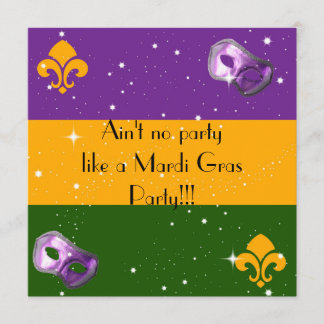 Mardi Gras invitations with mask and fleur de lis