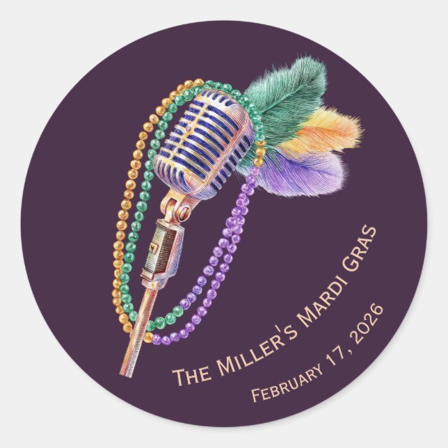 Mardi Gras Jazz Microphone Custom Stickers (Front)
