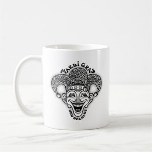Mardi Gras Jester b/w Coffee Mug