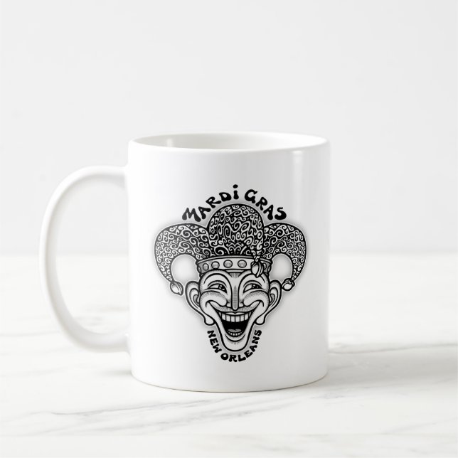 Mardi Gras Jester b/w Coffee Mug (Left)