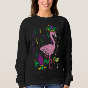 Mardi Gras Jester Flamingo  Carnival Bird Men Wome Sweatshirt