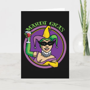 Mardi Gras Jester Girl Card