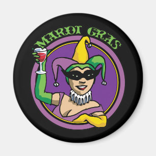 Mardi Gras Jester Girl Magnet