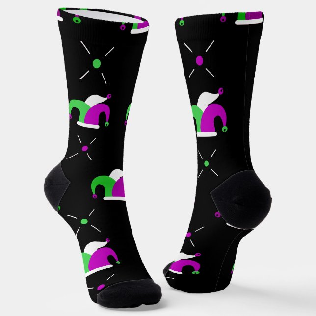 Mardi Gras Jester Hat Crew Socks (Angled)