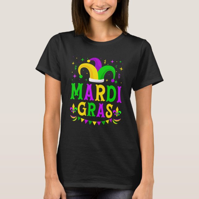 Mardi Gras Jester Hat Funny Parade Costume Men Wom T-Shirt (Front)