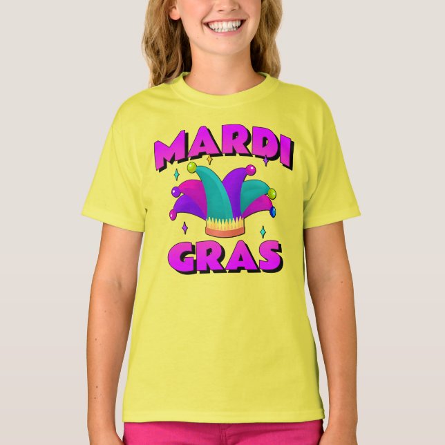 Mardi Gras Jester Hat Kids Shirt (Front)