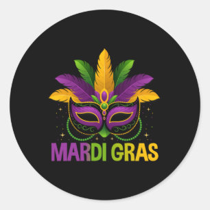 Mardi Gras Jester Mask Costume Kids Girls Boys Men Classic Round Sticker