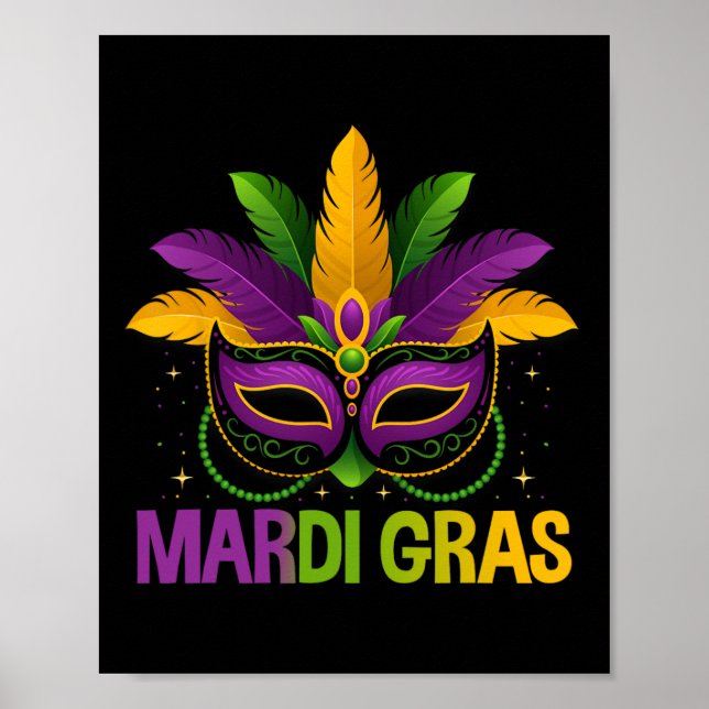 Mardi Gras Jester Mask Costume Kids Girls Boys Men Poster (Front)
