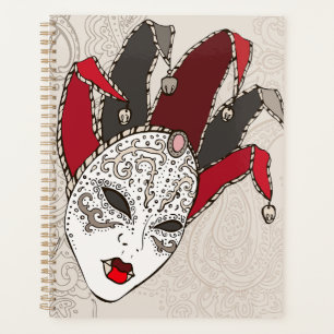 Mardi Gras Jester Mask Venetian Carnival Planner