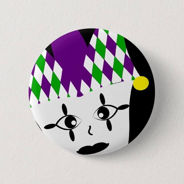 Mardi Gras Jester Party Button (Front)