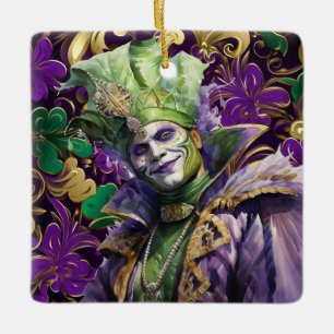 Mardi Gras Jester Porcelain Ornament  