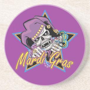 Mardi Gras Jester Skull Coaster