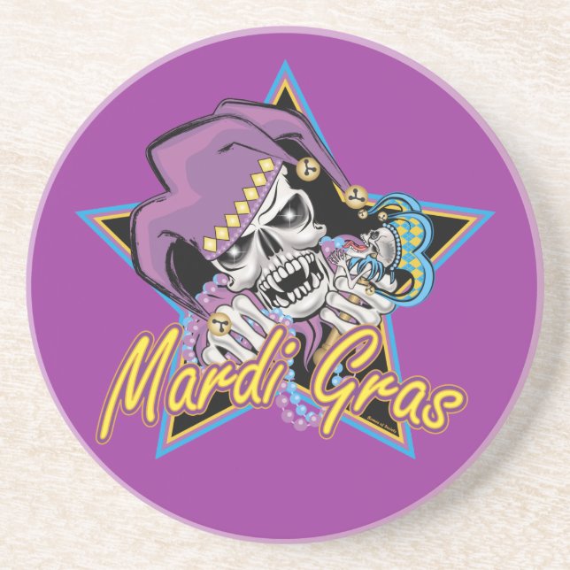 Mardi Gras Jester Skull Coaster (Front)