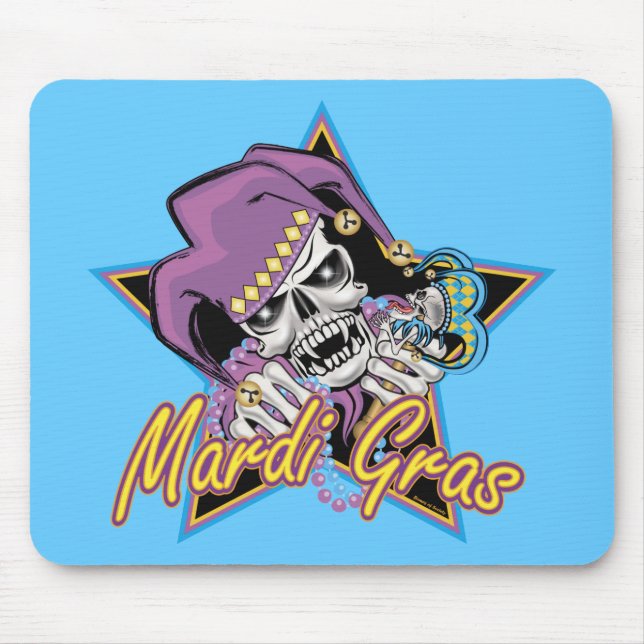 Mardi Gras Jester Skull Mouse Pad (Front)
