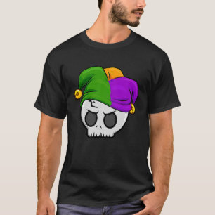 Mardi Gras Jester Skull  New Orleans Carnival Para T-Shirt