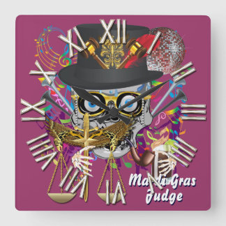 Mardi Gras Judge 30 colours Important view notes Square Wall Clock