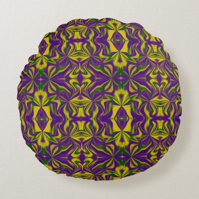 Mardi Gras Kaleidoscope Round Cushion (Front)