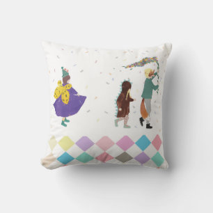 Mardi Gras Kids Carnival Spring Illustration   Cushion