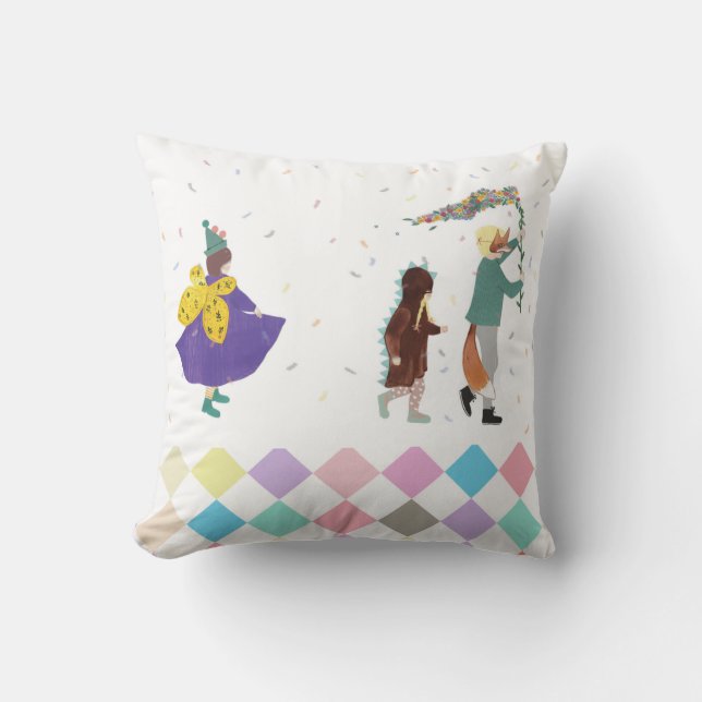 Mardi Gras Kids Carnival Spring Illustration   Cushion (Front)