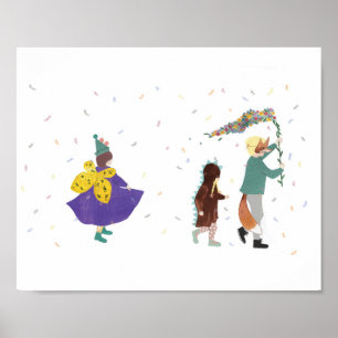 Mardi Gras Kids Carnival Spring Illustration Poster